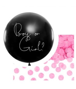 PartyDeco õhupall, 1 m / Boy or Girl? roosade konfettidega