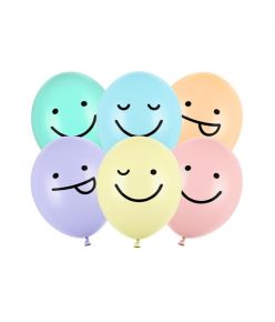 PartyDeco õhupall, 6 tk, 30 cm, rõõmsad näod